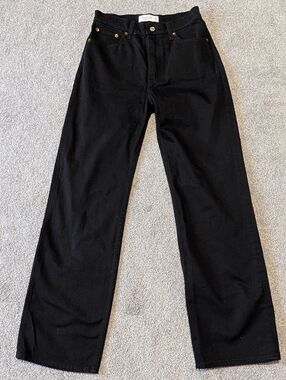 Abercrombie Fitch 90s Relaxed Jeans Womens 26 High Rise Black Straight Leg Denim